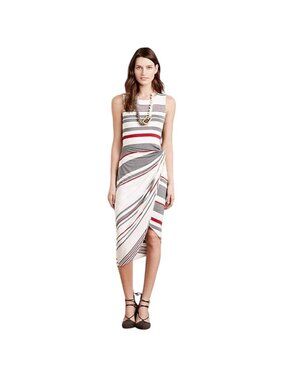Bailey 44 Womens Striped Sleeveless Draped Midi Dress Made In USA Medium